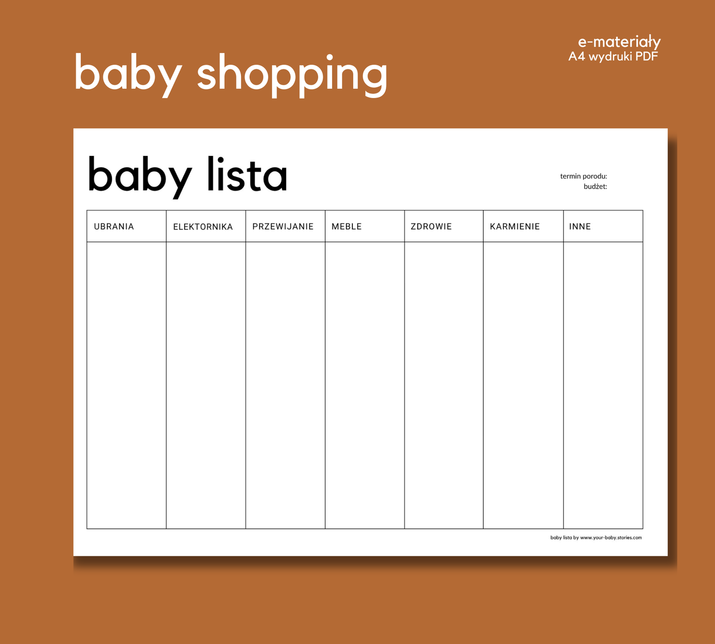 Baby Lista PDF – Wyprawka dla Niemowlaka | Checklista Zakupów dla Mamy