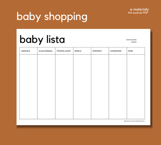 Baby Lista PDF – Wyprawka dla Niemowlaka | Checklista Zakupów dla Mamy