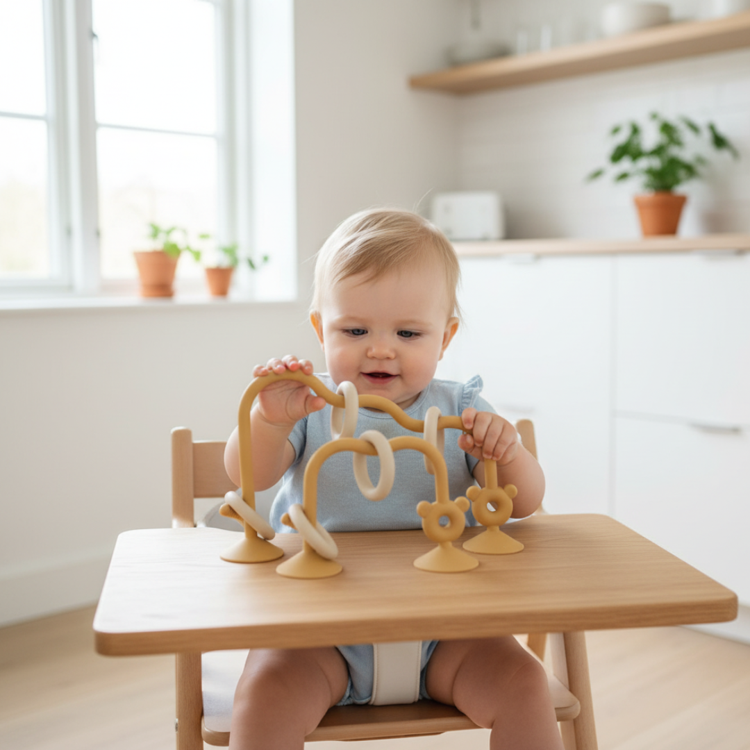 Baby Puzzle – Zabawka z koralikami i silikonowy gryzak